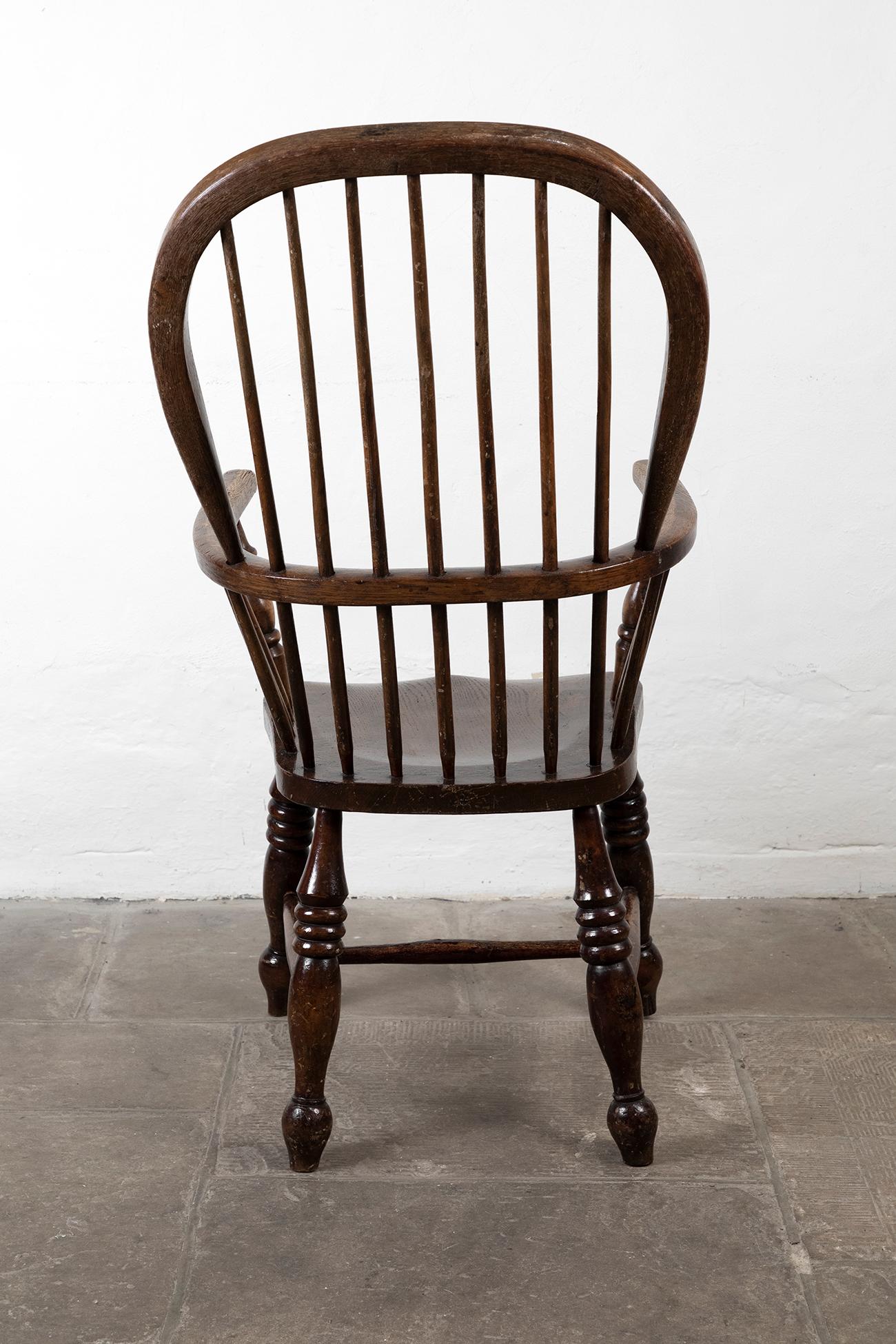 Victorian 19h Century Windsor Armchair in Elm and Ash For Sale