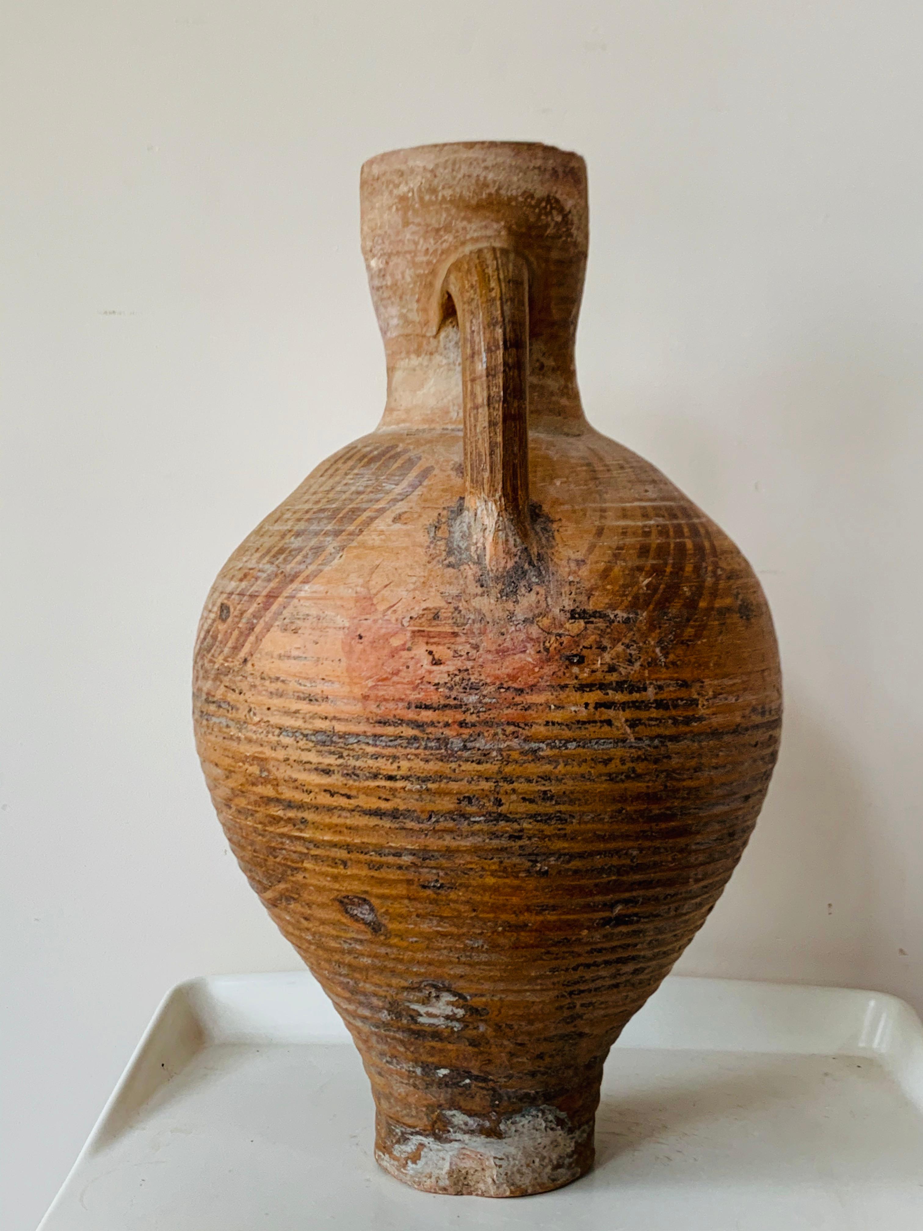 Sculpté à la main Ensemble de trois pichets Cantaro de Calanda, Espagne, vase en terre cuite du 19ème siècle en vente