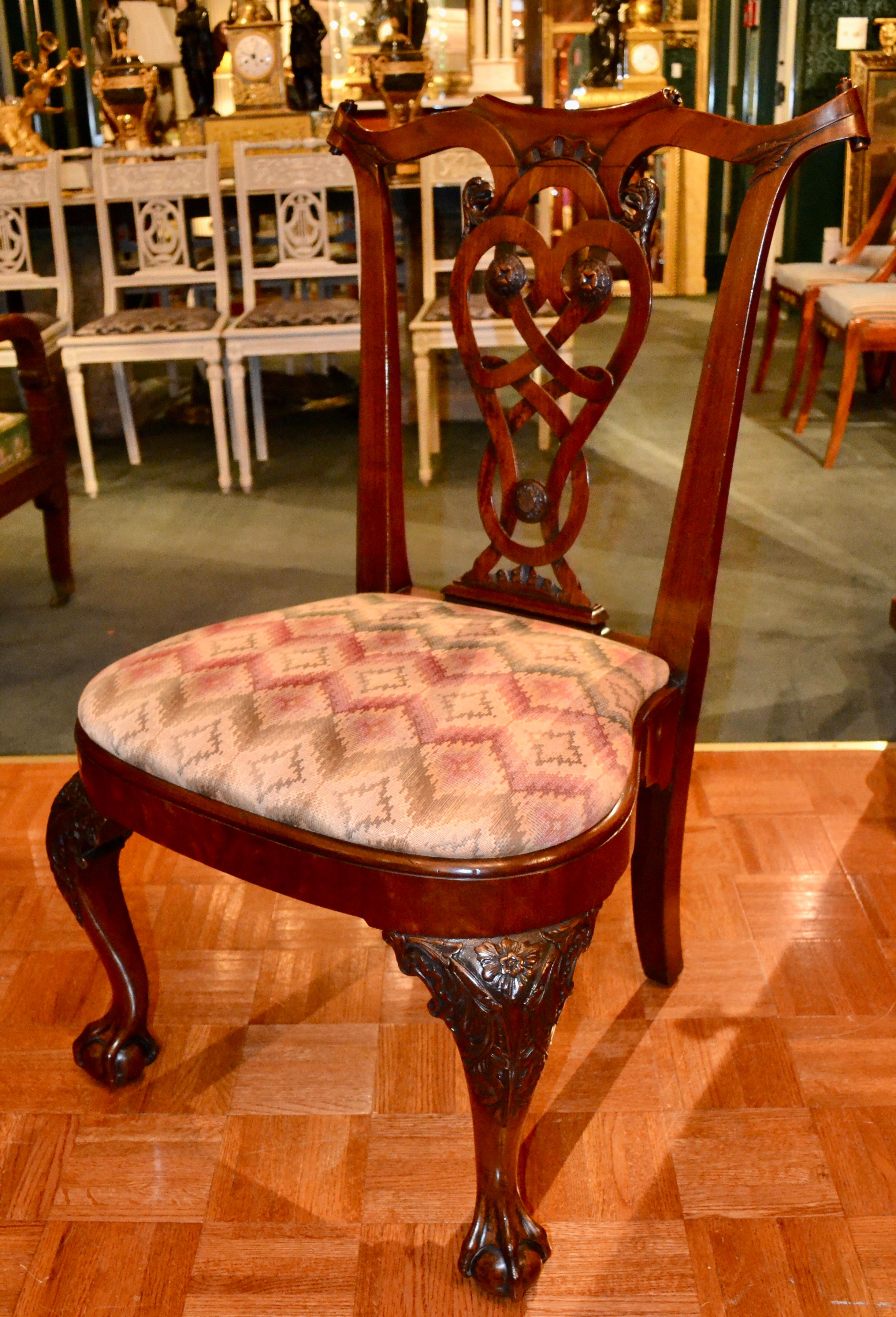 Queen Anne 19th Century American Carved Open Armchair For Sale