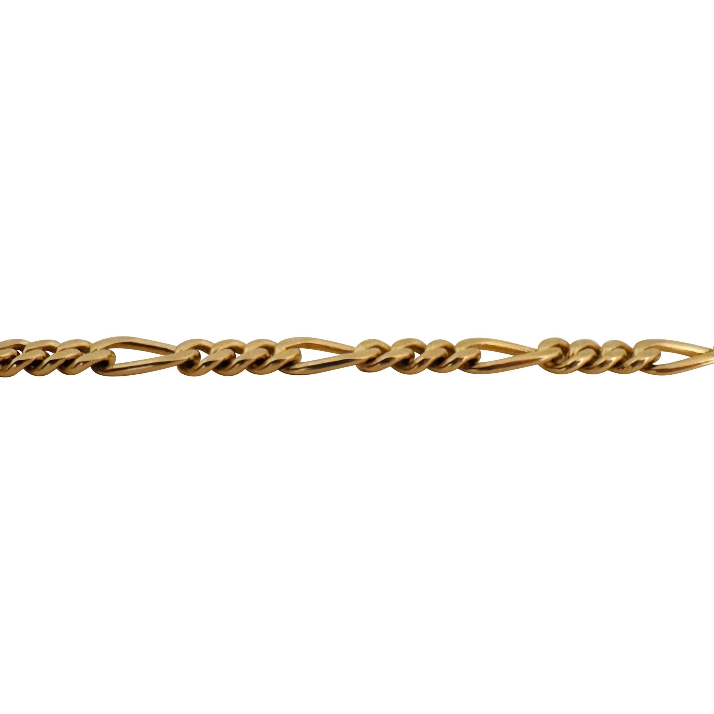 19k Portugiesisches Gelbgold 16,2g massives 5mm Figaro-Gliederarmband 7,75