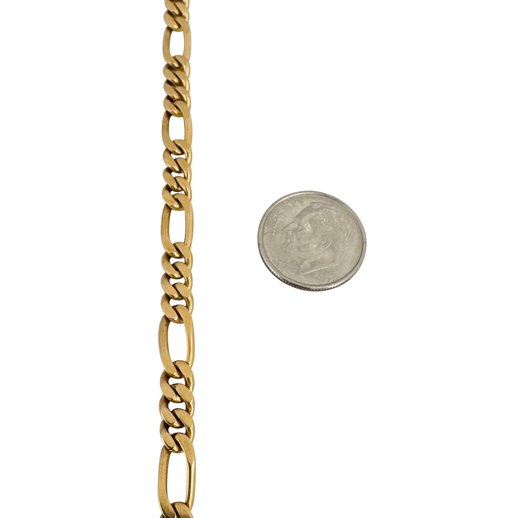 19k Portugiesisches Gelbgold 16,2g massives 5mm Figaro-Gliederarmband 7,75