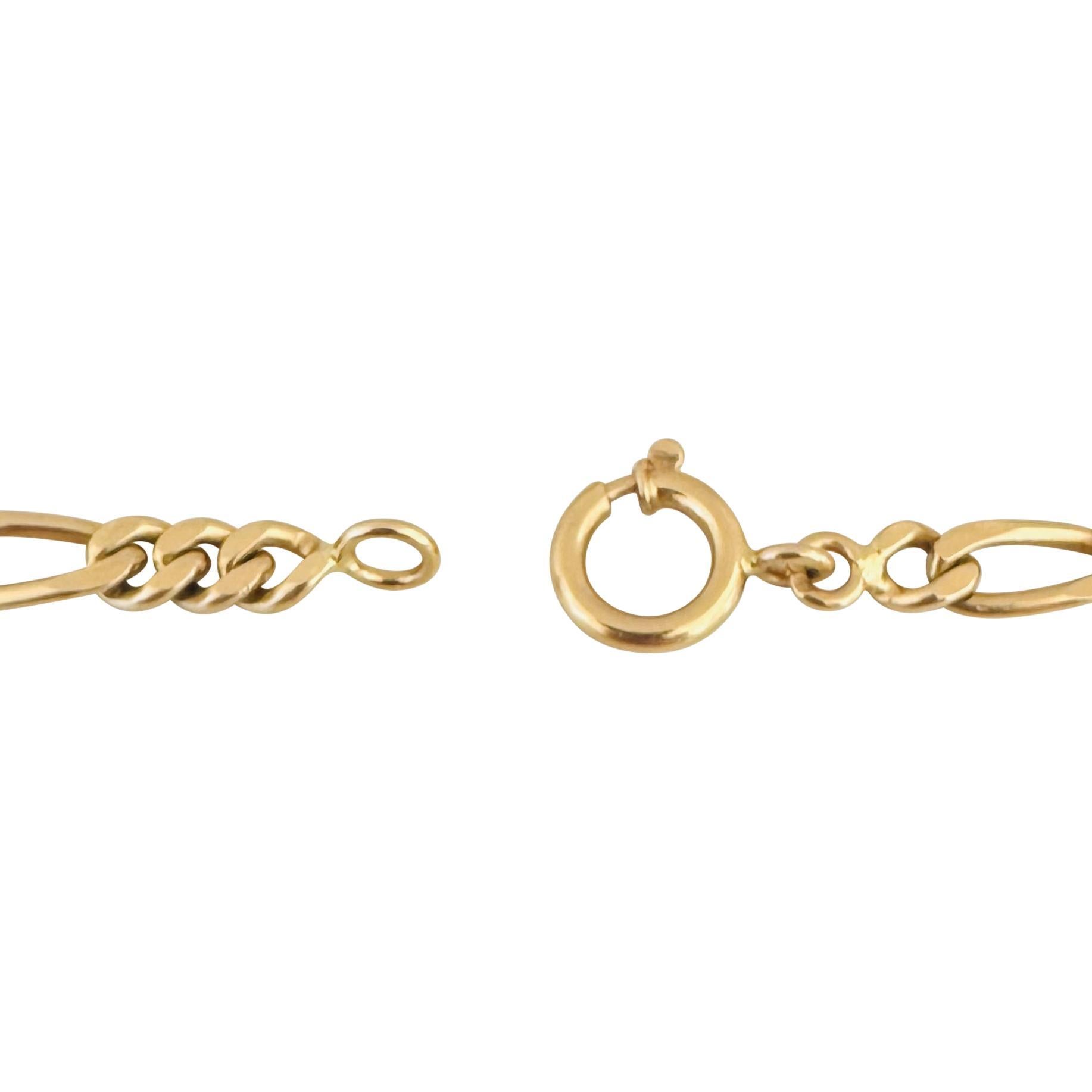 19k Portugiesisches Gelbgold 16,2g massives 5mm Figaro-Gliederarmband 7,75