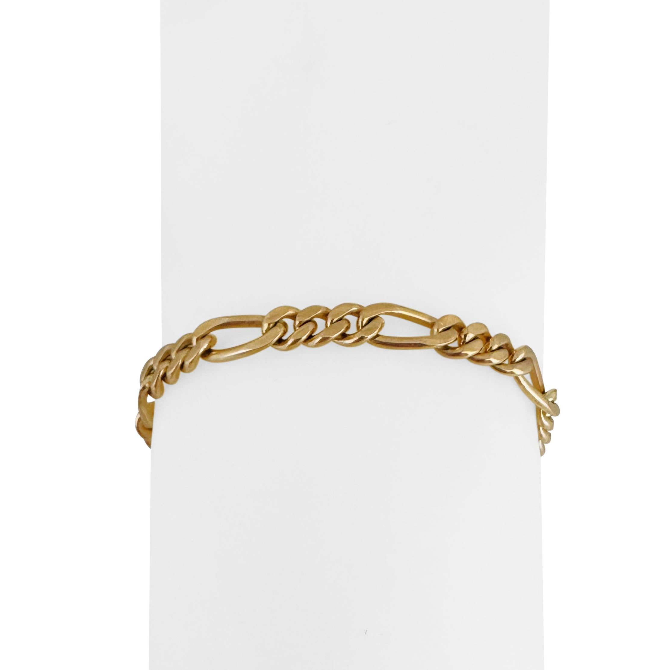 19k Portugiesisches Gelbgold 16,2g massives 5mm Figaro-Gliederarmband 7,75