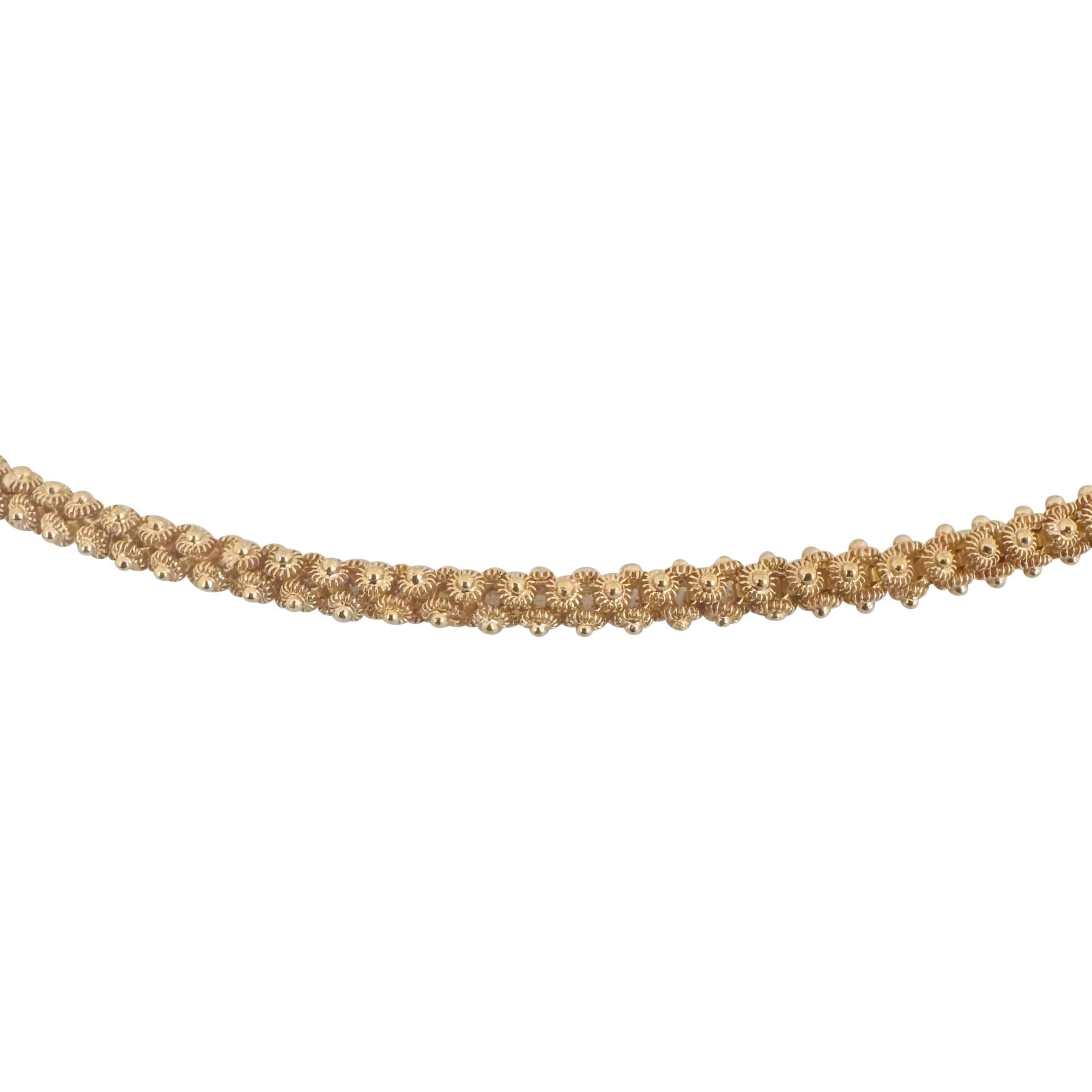 Women's 19k Portuguese Yellow Gold 27.4g Solid Vintage Beaded Link Choker Necklace 14