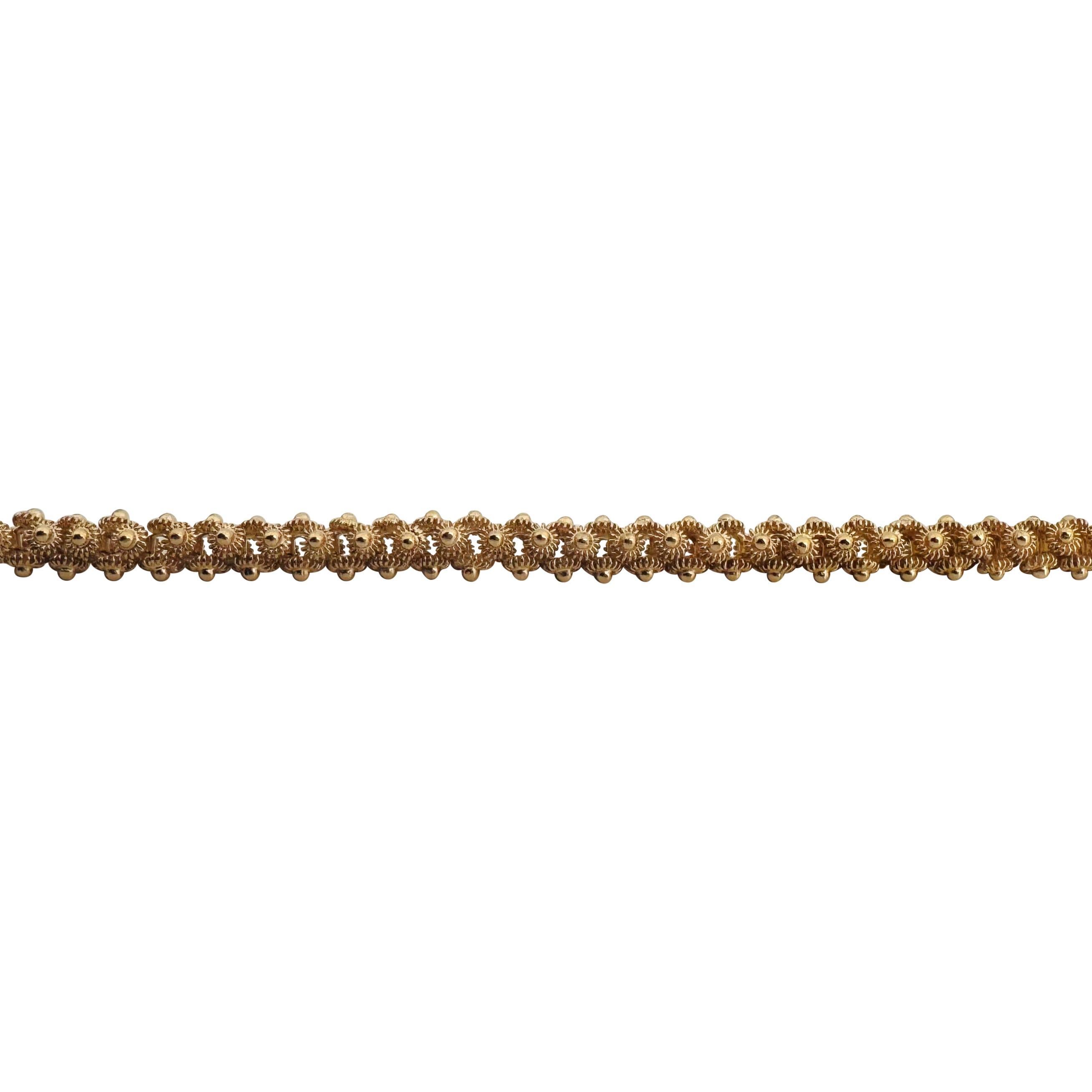 19k Portuguese Yellow Gold 27.4g Solid Vintage Beaded Link Choker Necklace 14