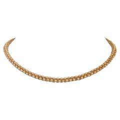 19k Portuguese Yellow Gold 27.4g Solid Vintage Beaded Link Choker Necklace 14"