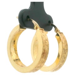 19k Portuguese Yellow Gold 3.2g Hammered Hoop Earrings 1"