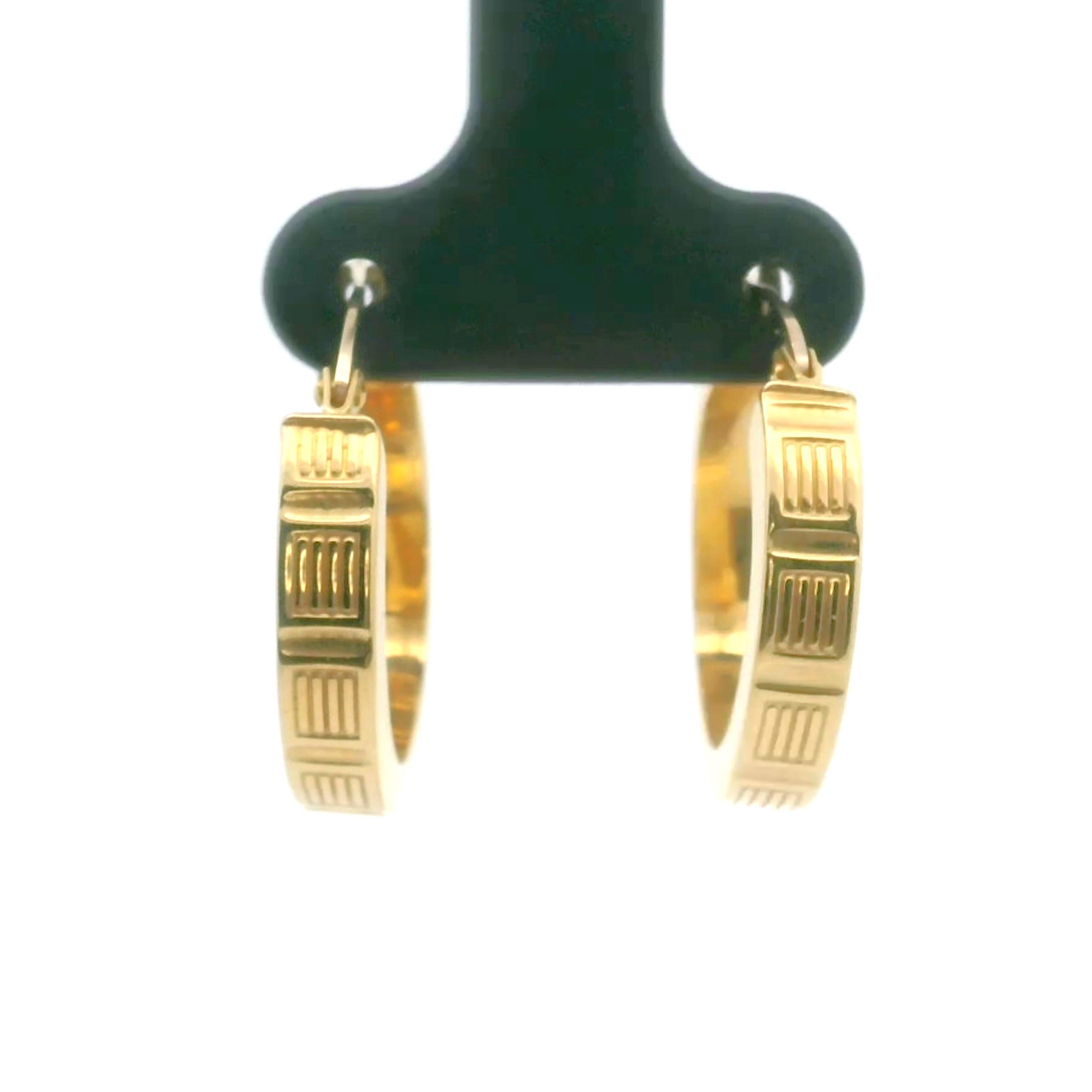 19k Portugiesische Gelbgold 3,2g gerippte Creolen 1