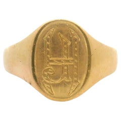 19k Portugiesisches Gelbgold 4.3g Vintage gravierter Siegelring Größe 10