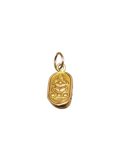 Charme scarabée en or jaune 19 carats avec émail bleu #25296