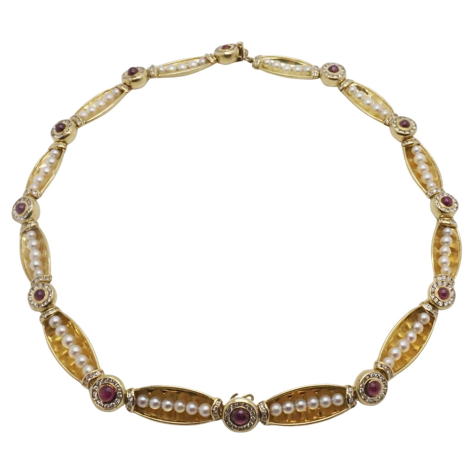 19k Yellow Gold Choker Style Necklace, 15.5 inches - 63.0g