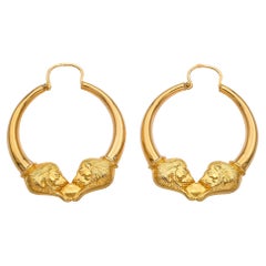 19k Yellow Gold Lion Hoop Earrings