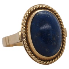 19k Gelbgold Vintage Oval Form Lapis Ring