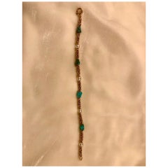 Pulsera de oro de 19 quilates, turquesa y perlas