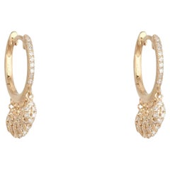 19mm Gold Marquise 14K (or 18k upon request)Yellow Gold Diamonds Huggie Earrings