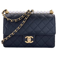 19S Chanel Chic Pearls Quilted Flap Bag Black GHW 67115