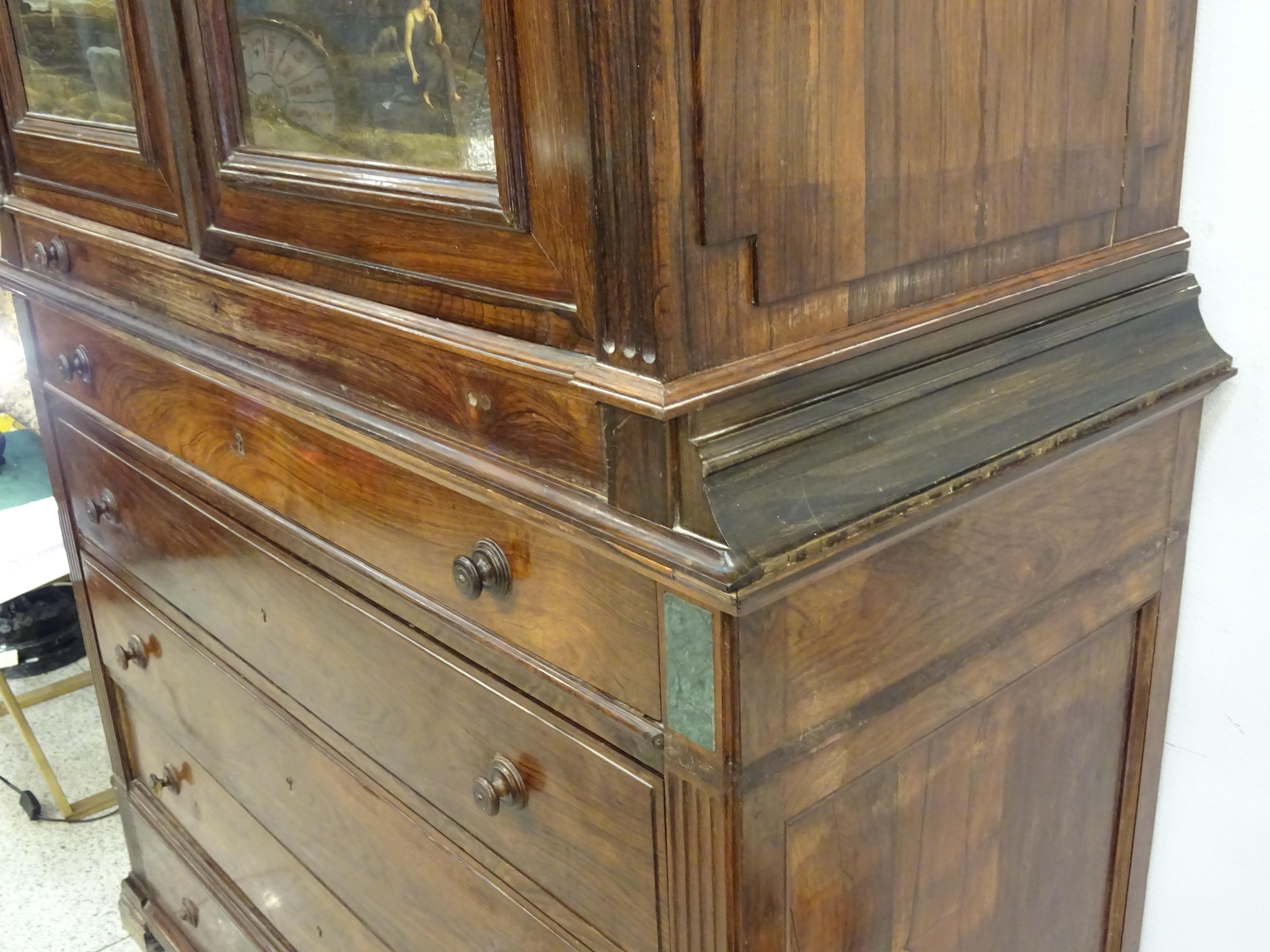 George III Cupboard, Linepress, Hardwood, Glass Offsets, Green Marble Cupboard 1