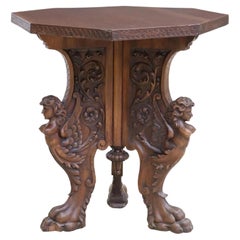 19th/20th C. Italian Renaissance Revival, Carved Walnut, Tripod, Center Table!