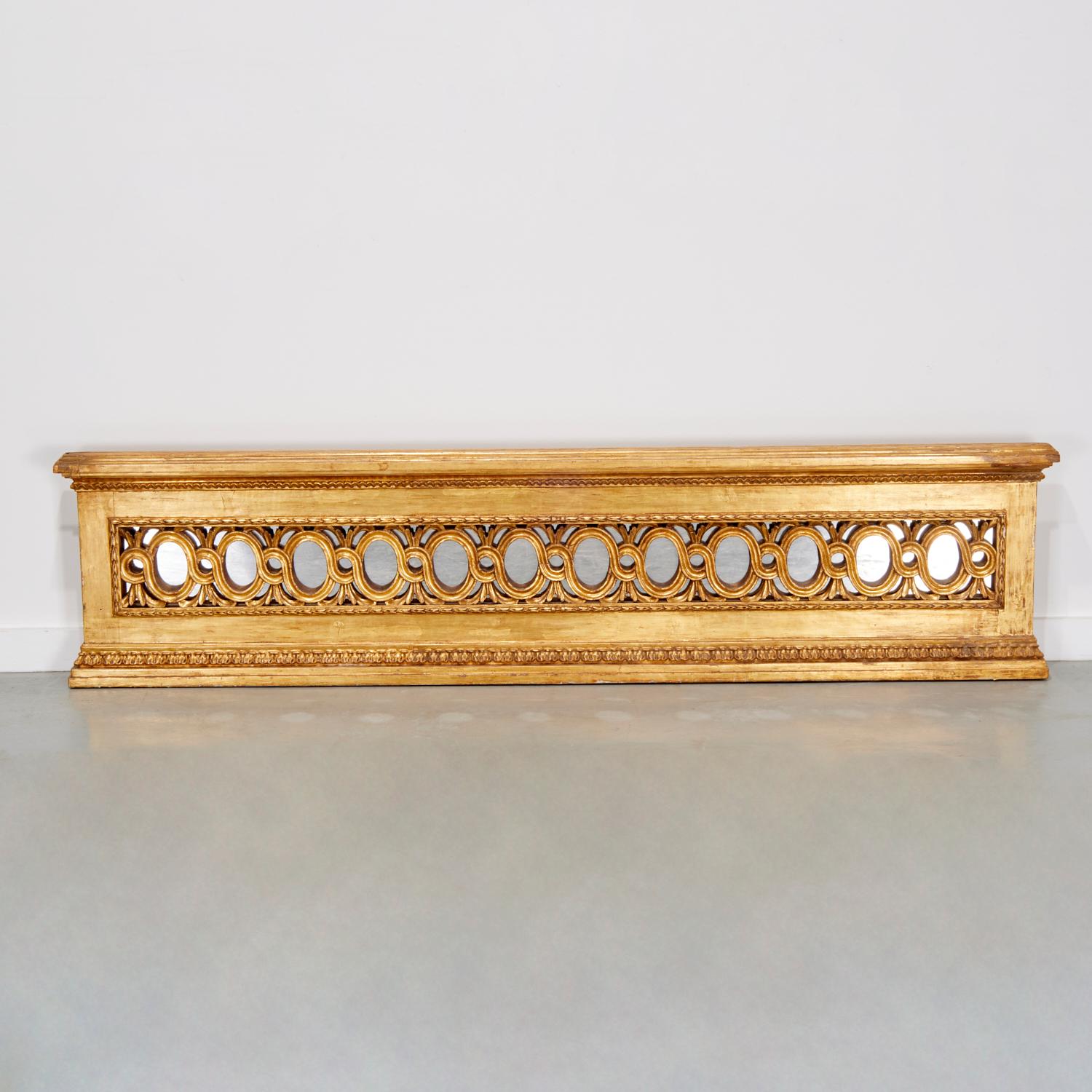 19th/20th C. Large Louis XVI Style Giltwood Frieze Panel with Mirror Backing For Sale 3