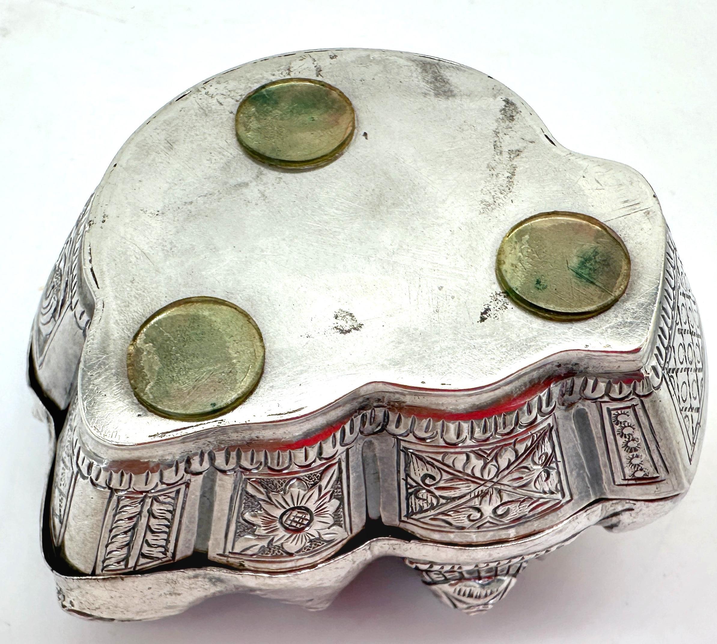 19th/20th C. Repoussé Silver Box Mythical Guardian Figure, Tibet or South India For Sale 3