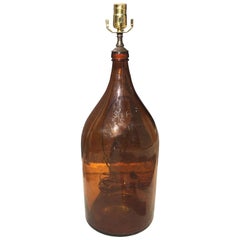 19th-20th Century Amber Glass Bottle as Lamp