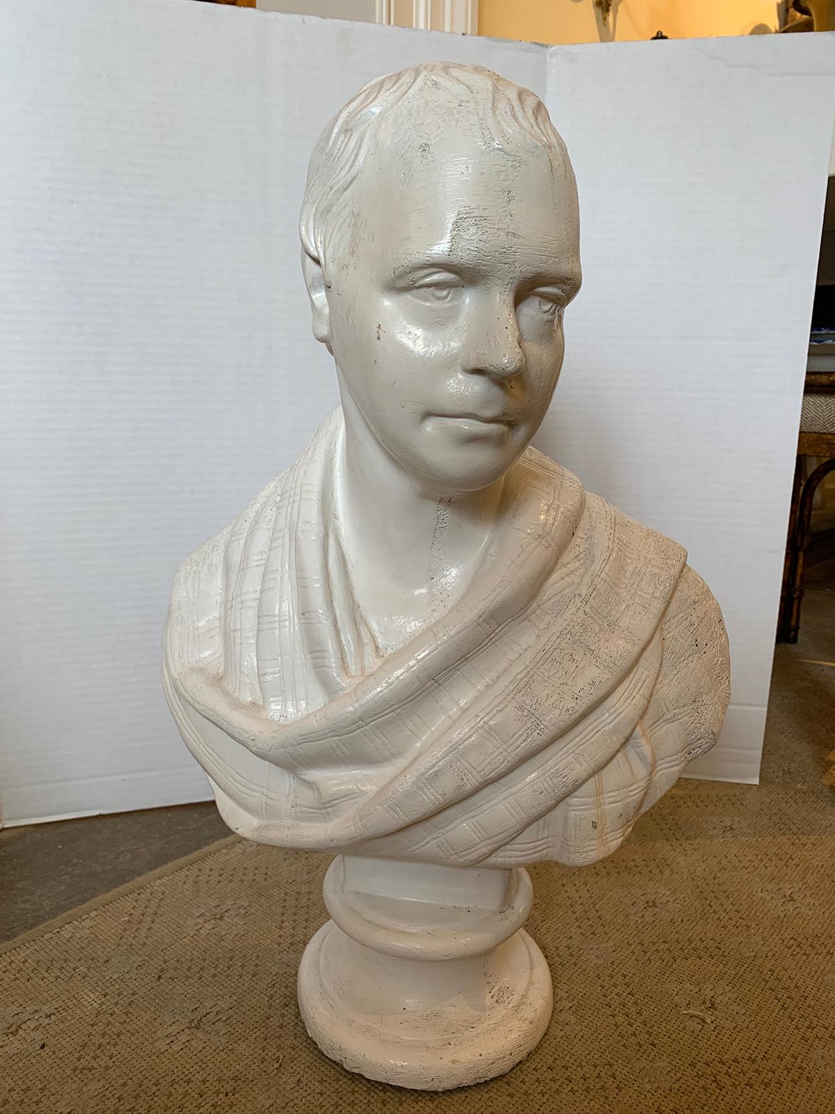 19th Century 19th-20th Century American Glazed Terracotta Bust of Robert Burns, Labeled NY For Sale