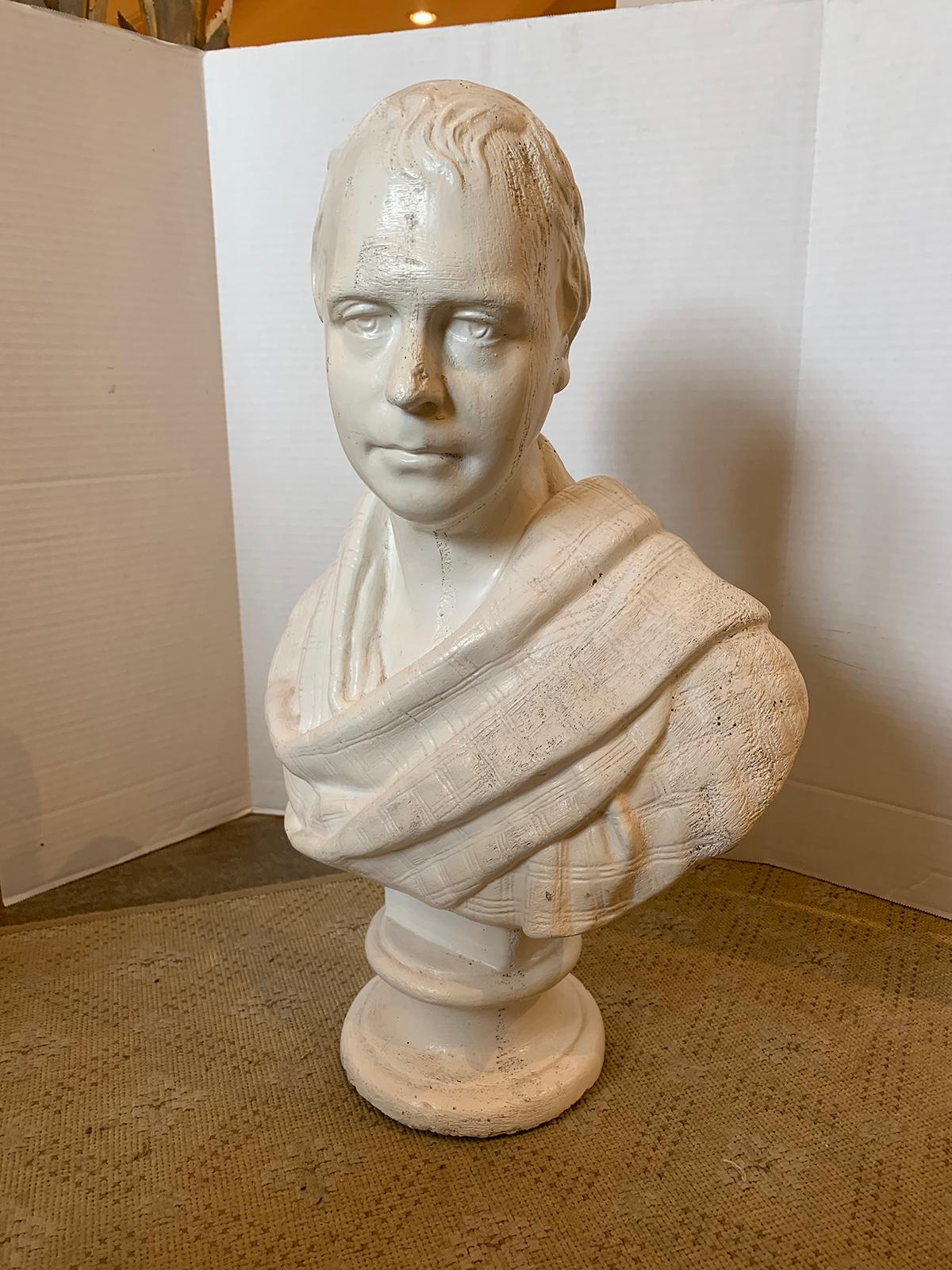 19th-20th Century American Glazed Terracotta Bust of Robert Burns, Labeled NY For Sale 1