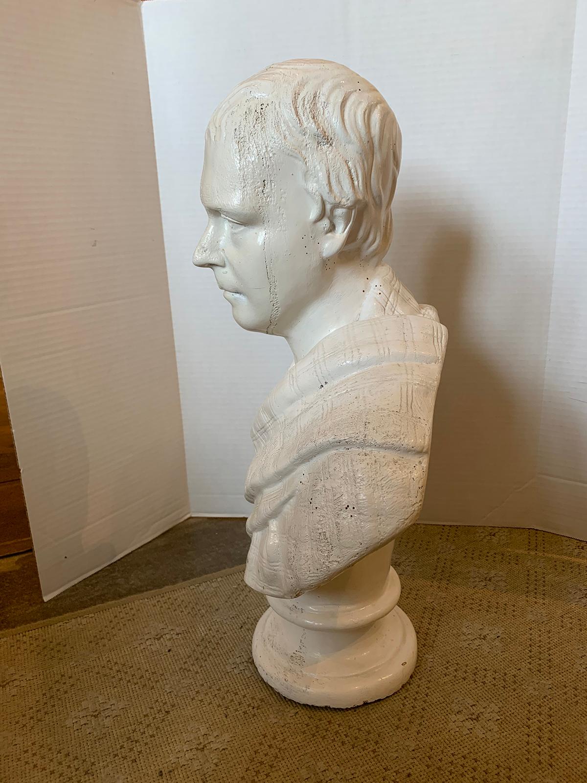 19th-20th Century American Glazed Terracotta Bust of Robert Burns, Labeled NY For Sale 2