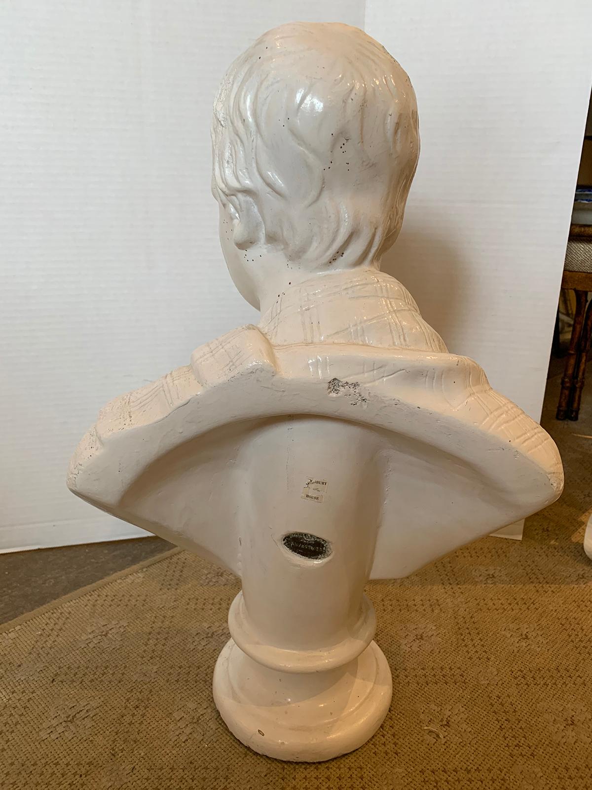 19th-20th Century American Glazed Terracotta Bust of Robert Burns, Labeled NY For Sale 3