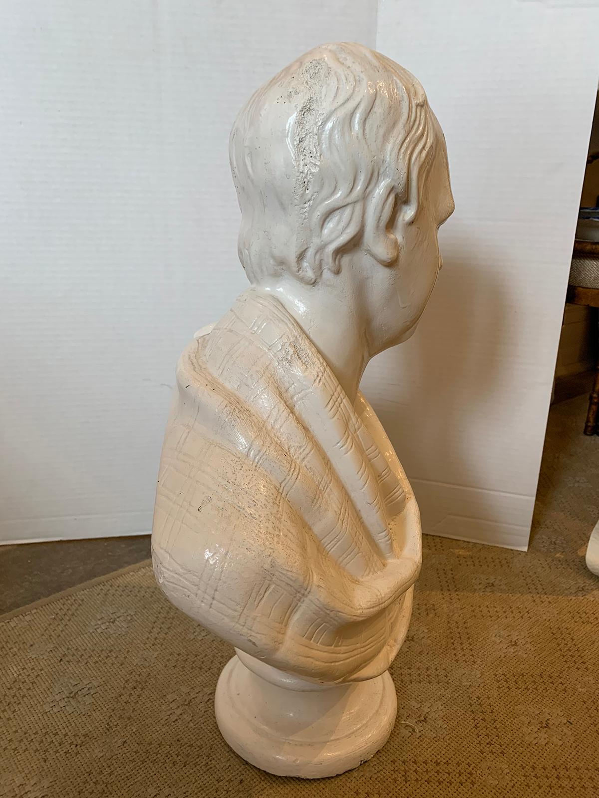 19th-20th Century American Glazed Terracotta Bust of Robert Burns, Labeled NY For Sale 4