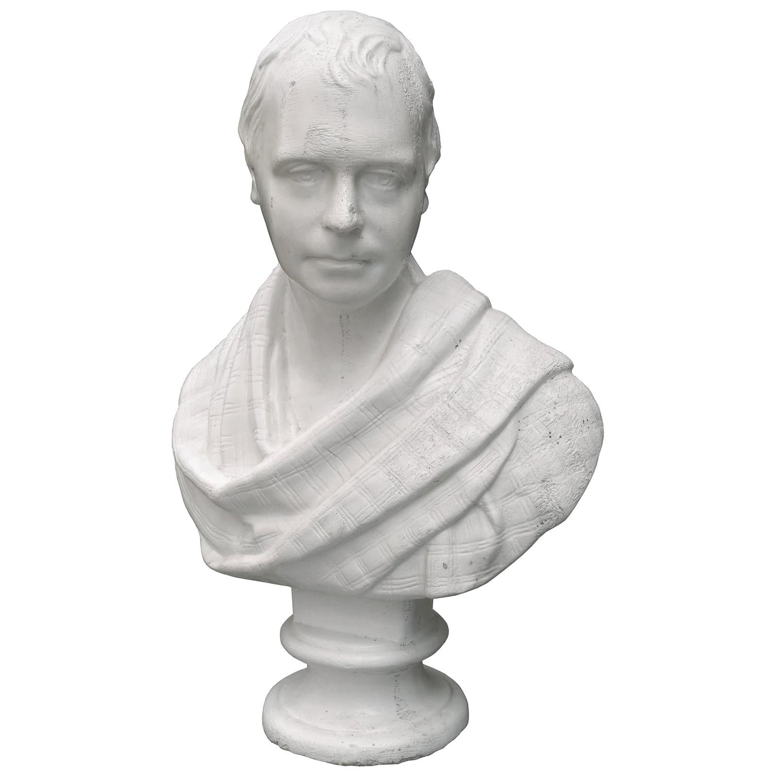 19th-20th Century American Glazed Terracotta Bust of Robert Burns, Labeled NY For Sale