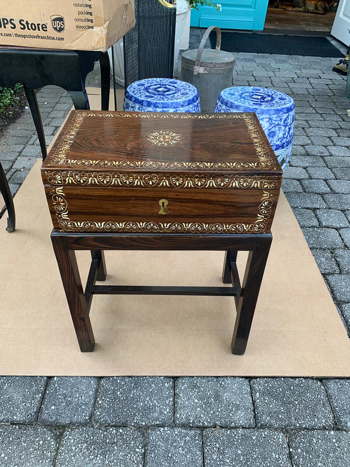 19th-20th Century Anglo-Indian Inlaid Box on Stand In Good Condition In Atlanta, GA