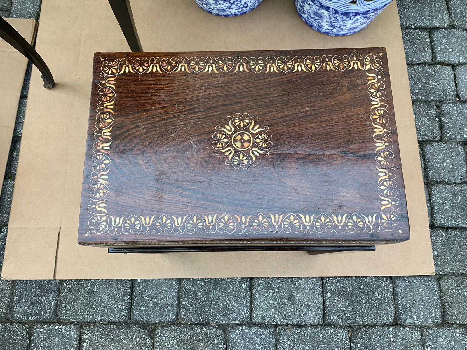 Wood 19th-20th Century Anglo-Indian Inlaid Box on Stand