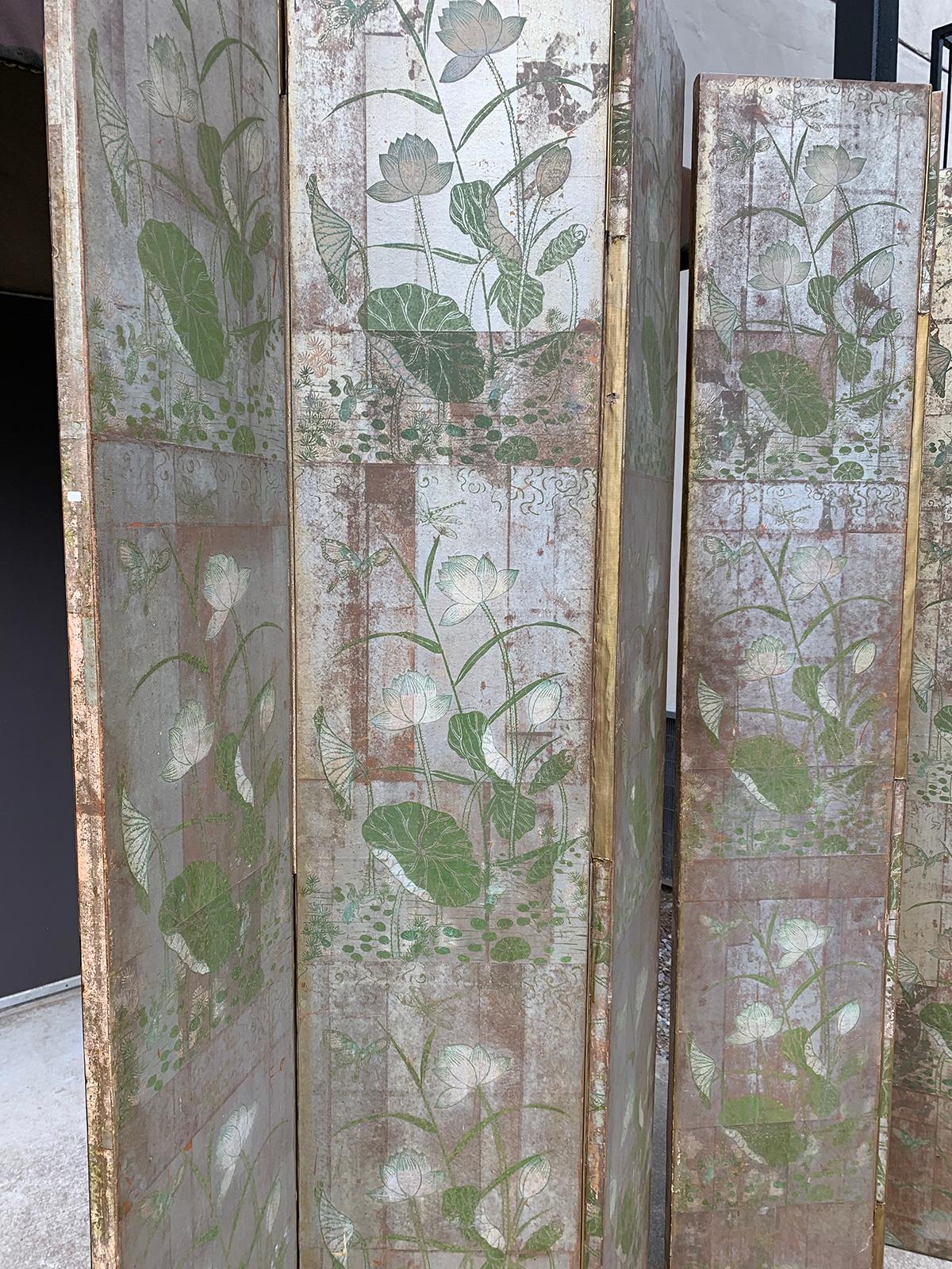 19th-20th Century Asian Chinoiserie Double Sided Six-Panel Mulberry Paper Screen 2