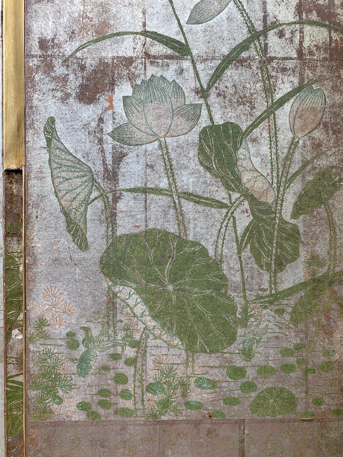 19th-20th Century Asian Chinoiserie Double Sided Six-Panel Mulberry Paper Screen 4