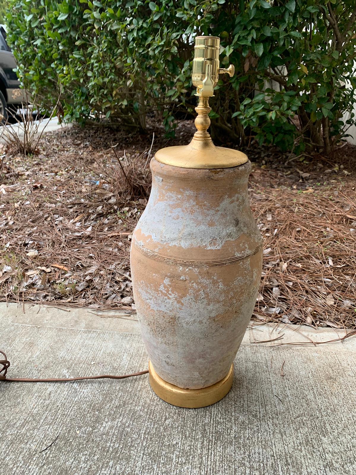 19th-20th Century Asian Pottery Lamp on Custom Giltwood Base 3