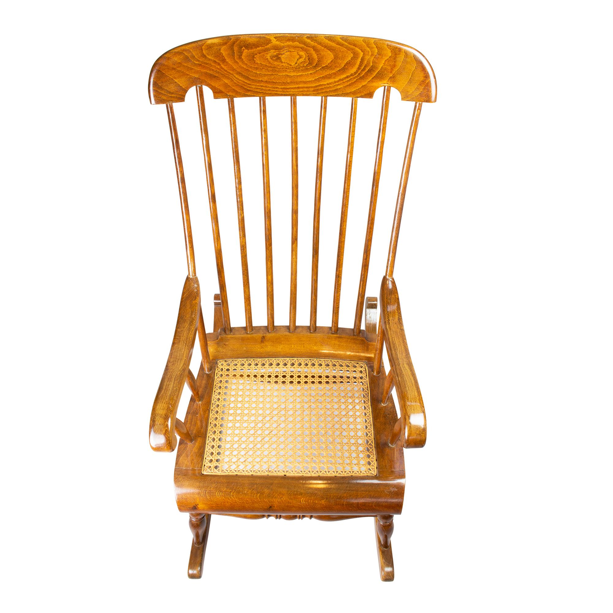 19th / 20th Century Beechwood Rocking Armchair For Sale 1