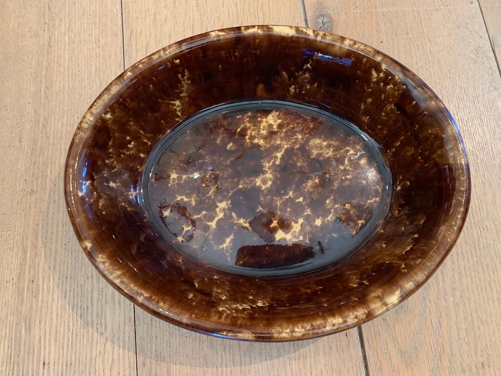 19th-20th Century Bennington Ware Pottery Oval Bowl (20. Jahrhundert)