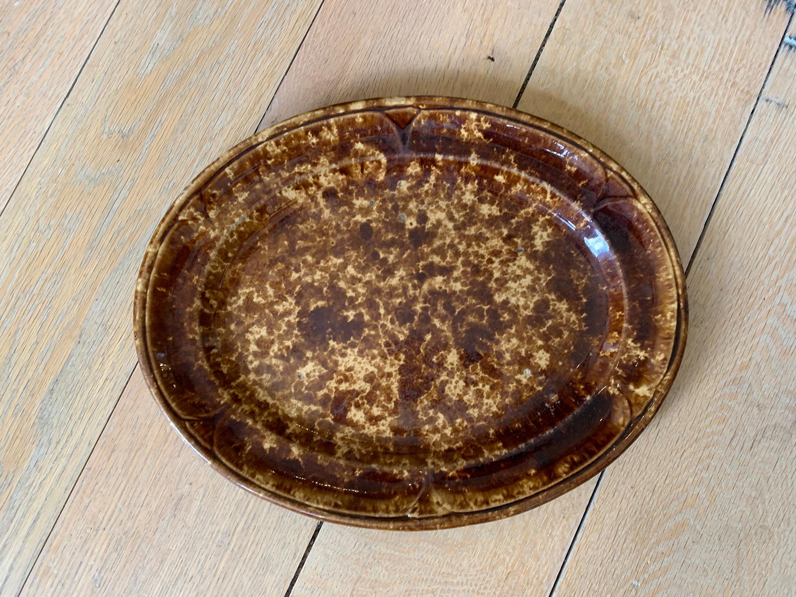 19th-20th century Bennington Ware pottery oval platter.