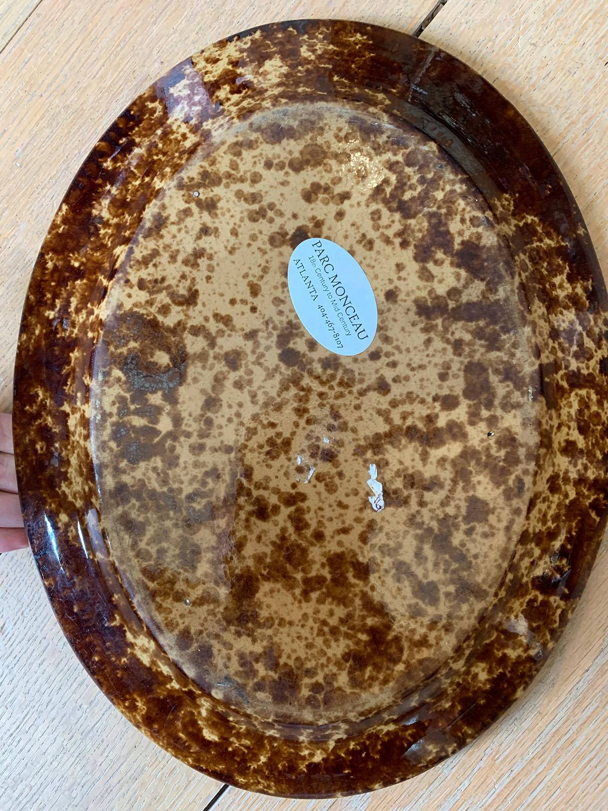 19th Century 19th-20th Century Bennington Ware Pottery Oval Platter