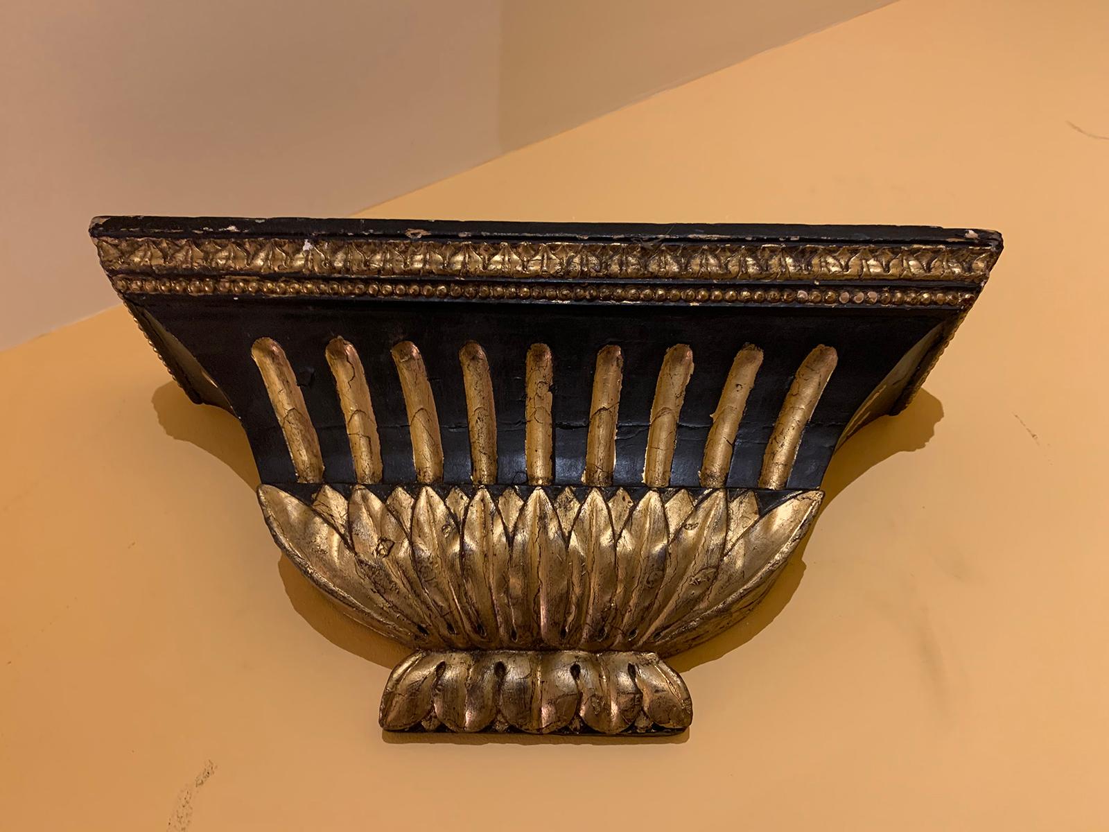 Hand-Painted 19th-20th Century Black and Gold Wall Bracket For Sale