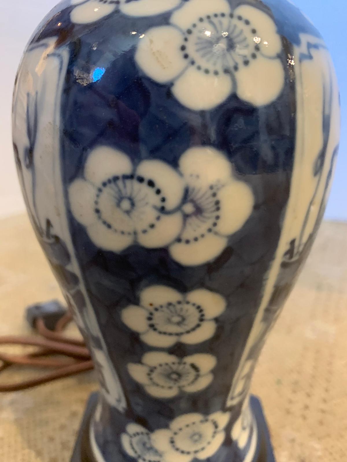 19th-20th Century Blue & White Porcelain Vase as Lamp 9