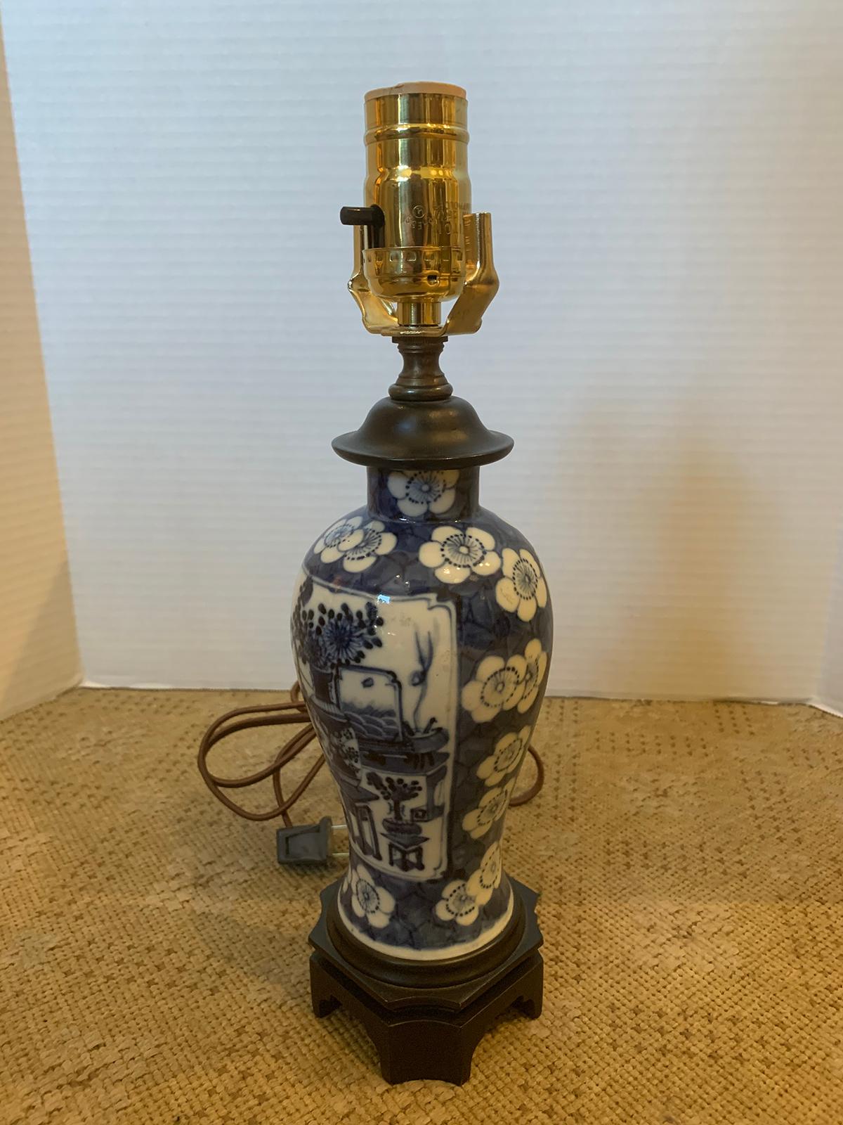 19th-20th Century Blue & White Porcelain Vase as Lamp 1