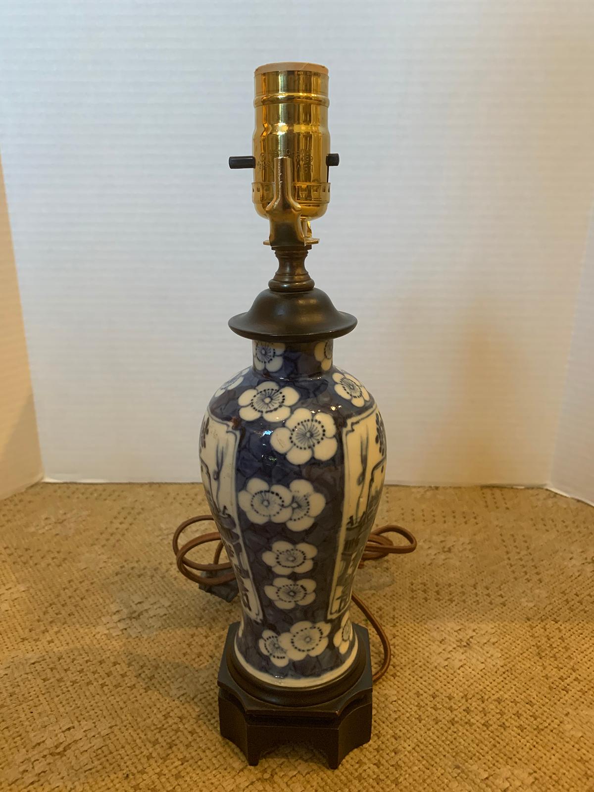 19th-20th Century Blue & White Porcelain Vase as Lamp 2