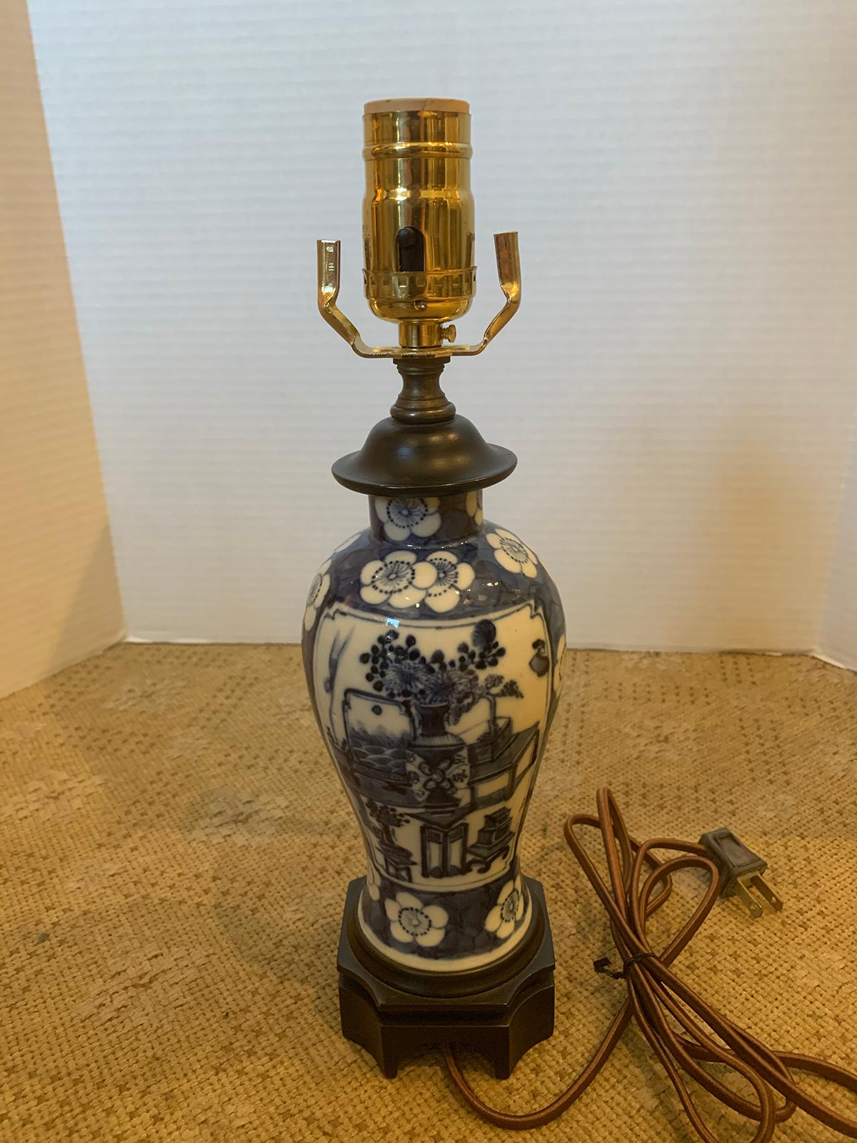 19th-20th Century Blue & White Porcelain Vase as Lamp 3