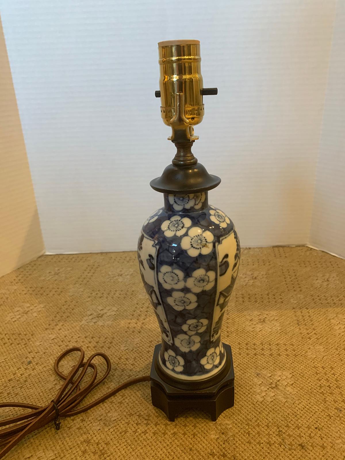 19th-20th Century Blue & White Porcelain Vase as Lamp 4