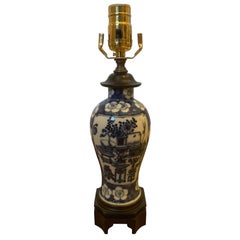 19th-20th Century Blue & White Porcelain Vase as Lamp