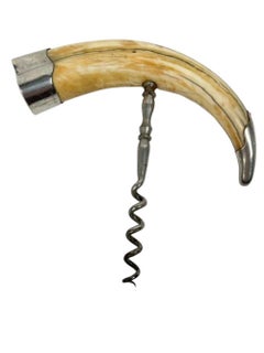 19th/20th Century Boar's Tusk Corkscrew with Sterling Cap and Tip