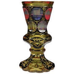 Bohemian European Engraved Goblet Teplitz Motive 19th-20th Century