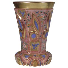 Bohemian European Overlaid Pink Opaline Glass Goblet 19th-20th Century